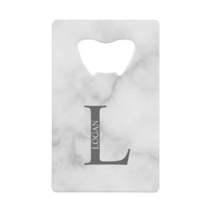 Fles op gepersonaliseerde monogram en naam credite kredietkaart flessenopener