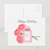 Fles parfum en boeket van Rozen Briefkaart (Voorkant / Achterkant)