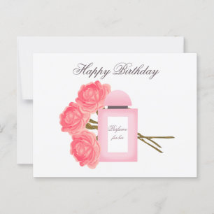 Fles parfum en boeket van Rozen Briefkaart