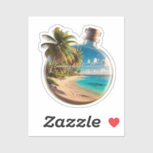 Fles Souvenir Guadeloupe: Tropisch Strand Sticker