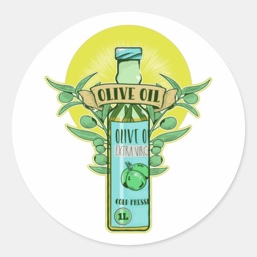 Fles van olijfolie ronde sticker (Voorkant)