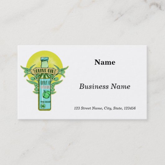 Fles van olijfolie visitekaartje (Voorkant)