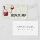 Fles wijn en glas | rode wijn visitekaartje (Voorkant / Achterkant)