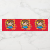 Flesetiket gepersonaliseerd met een chibi meisje waterfles etiket (Enkel label)