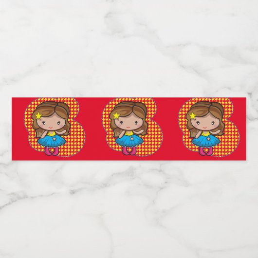 Flesetiket gepersonaliseerd met een chibi meisje waterfles etiket (Enkel label)