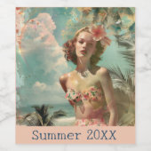 Flesetiket  Retro Summer Wijn Etiket (Enkel label)