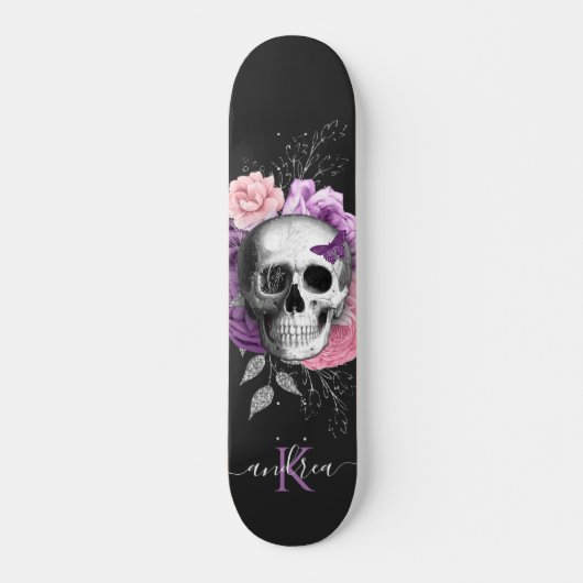  flesje Botanische bladeren Naam Monogram Skateboard (Voorkant)