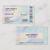 flesje met trendy holograaf vastgesneden etiket visitekaartje (Voorkant / Achterkant)