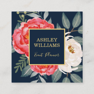  flesje/zeemoud rood goud vierkante visitekaartje