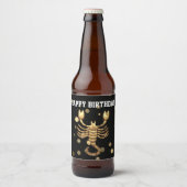 Fleslabel Happy Birthday Scorpio Beer Bier Etiket (Voorkant)