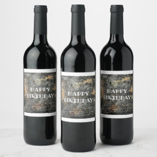 Fleslabel Happy Birthday Wine Wijn Etiket