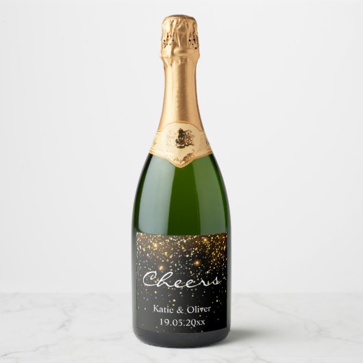 Fleslabels - Celebration Gold Glitter Sparkling Wijnetiket (Voorkant)