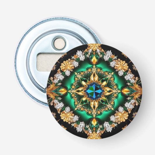 Flesopener met Braziliaanse kleuren Design Button Flesopener (Voorkant)