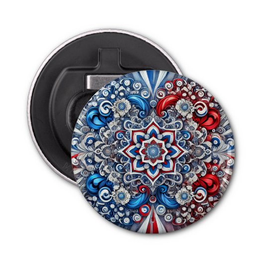 Flesopener met Franse kleuren Design Button Flesopener (Voorkant)