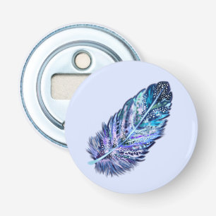 Flesopener met glinsterende veer button flesopener