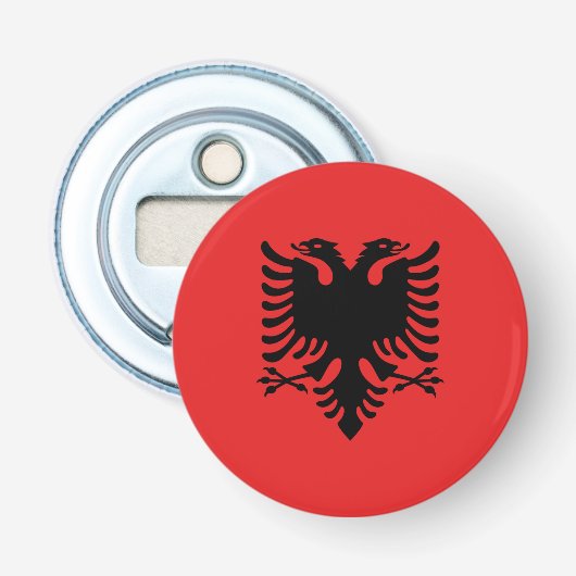 Flesopener met vlag van Albanië Button Flesopener (Voorkant)