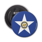 Flesopener met vlag van Houston Button Flesopener (Voorkant)