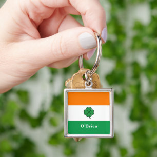 Flesopener met vlag van Ierland en achternaam Sleutelhanger