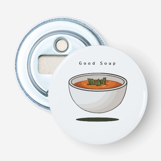 Flesopener met voedselthema, lekkere soep, button flesopener (Voorkant)