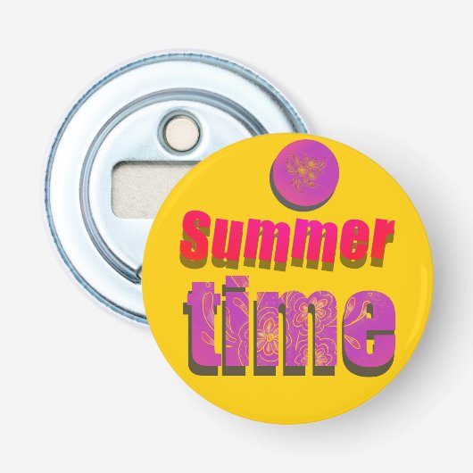 Flesopener met zomerthema button flesopener (Voorkant)