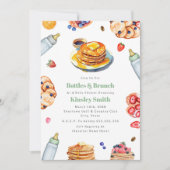 Flessen + Brunch Neutraal Baby shower Pannenkoek Kaart (Voorkant)