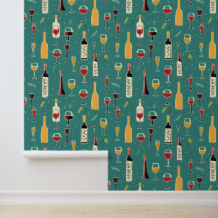 Flessen en glazen patroon behang