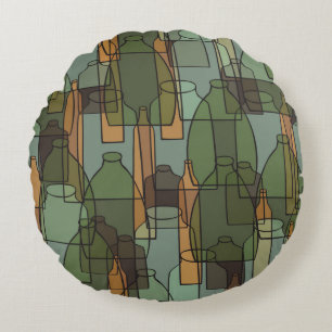 flessen, potten en glazen patroon rond kussen