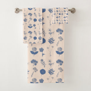  flessenillustratiepatroon blauw bad handdoek