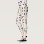  flessenillustratiepatroon blauw leggings (Links)
