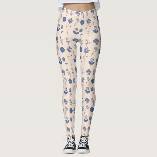  flessenillustratiepatroon blauw leggings (Voorkant)