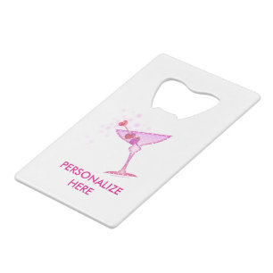 FLessenopener - ROZE MARTINI Kredietkaart Flessenopener