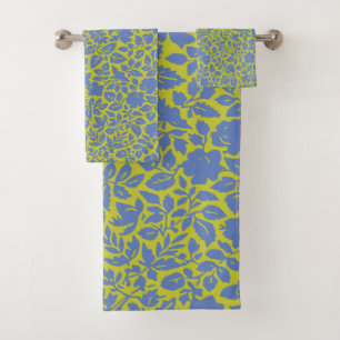  flessenpatroon in Limoen en blauw Bad Handdoek