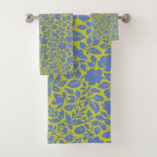  flessenpatroon in Limoen en blauw Bad Handdoek (Insitu)