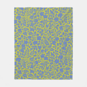  flessenpatroon in Limoen en blauw Fleece Deken