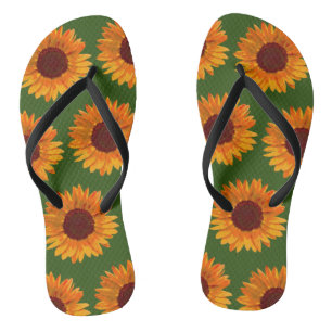  flessenpatroon met bijtende zonnebloemen teenslippers