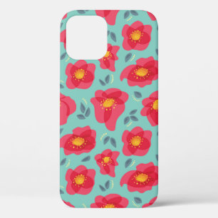  flessenpatroon met roze petroleumether iPhone 12 hoesje