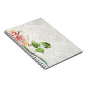  flessenpatroon met roze Waterverf Roos Notitieboek (Rechterzijde)