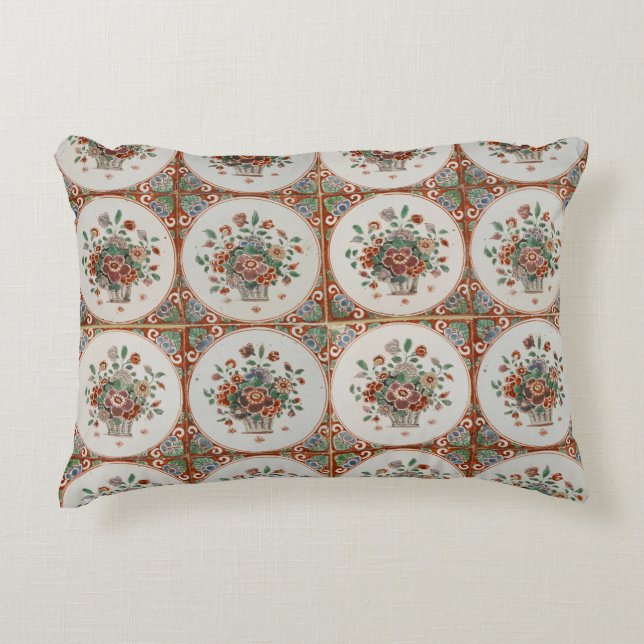  flessenpatroon van Floral Terracotta Accent Kussen (Voorkant)