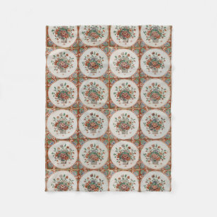 flessenpatroon van Floral Terracotta Fleece Deken