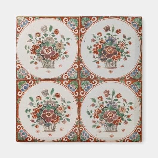 flessenpatroon van Floral Terracotta Magneet (Voorkant)