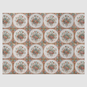 flessenpatroon van Floral Terracotta Tissuepapier