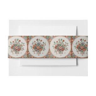 flessenpatroon van Floral Terracotta Uitnodigingen Wikkel