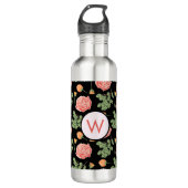 flessenperkleurig Roos botanisch patroon Waterfles (Voorkant)