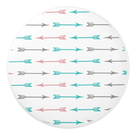 Fletched Arrows (pijlpatroon) - Blauw roze grijs Keramische Knop (Voorkant)