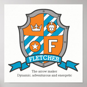 Fletcher boys F name betekenend oranje crest poste Poster