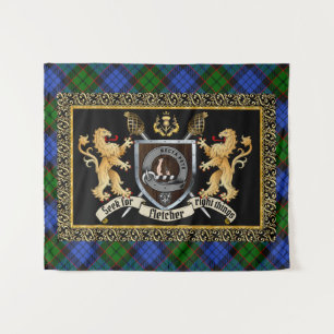 Fletcher Clan Badge & Motto w/Lions Wandkleed