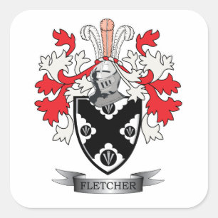 Fletcher Family Crest Coat of Arms Vierkante Sticker