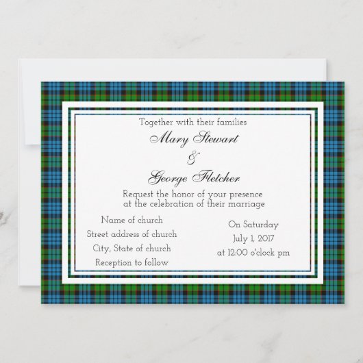Fletcher Scottish Wedding Invitation Kaart (Voorkant)
