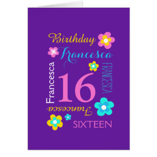 Fleur 16e anniversaire personnalisé aqua rose viol