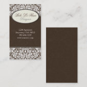 Fleur #1C Chic Brown Damask Carte de visite (Devant / Derrière)
